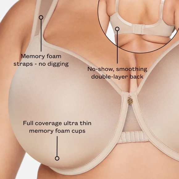 Like New ThirdLove Perfect Coverage Bra Memory Foam Womens Size 40D Taupe Comfy - Picture 2 of 7